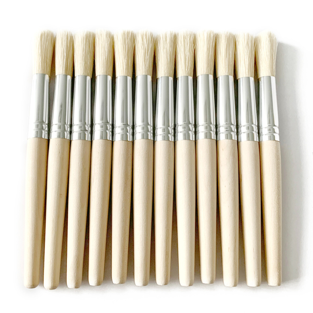 Good Quality Wooden Handle Boar Bristle Round Shaped Tips Paint Brushes for Acrylic Oil Watercolor Painting